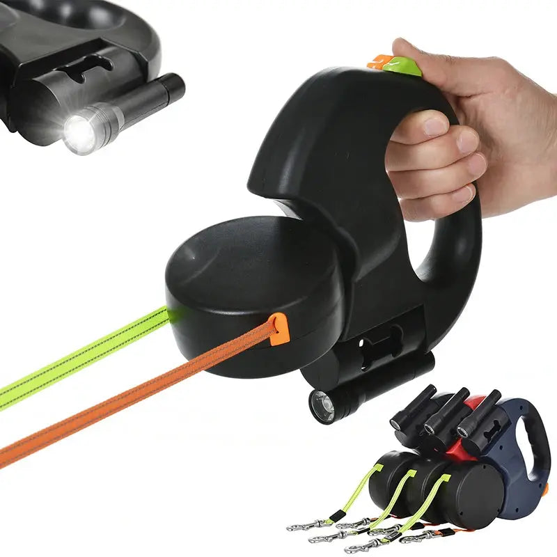 3M Retractable Pet Leash Lead 360 Swivel No Tangle Double Dog Walking Leash with Lights
