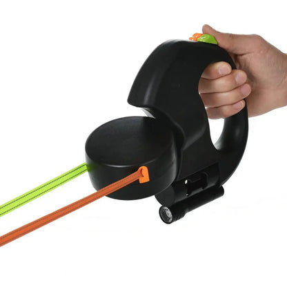 3M Retractable Pet Leash Lead 360 Swivel No Tangle Double Dog Walking Leash with Lights