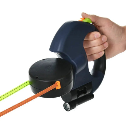 3M Retractable Pet Leash Lead 360 Swivel No Tangle Double Dog Walking Leash with Lights